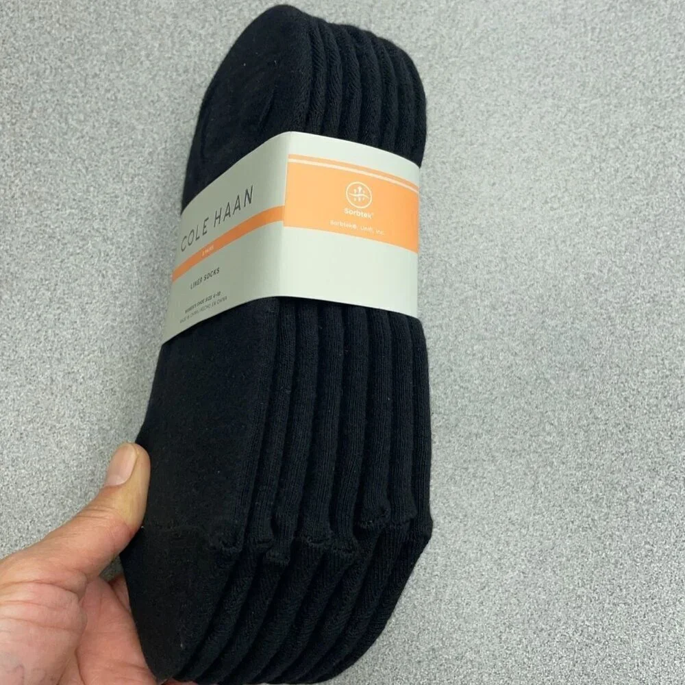 NEW Cole Haan Women's Size 9-11 Liner Socks 8-Pack Stretch Non-Slip Heel Black